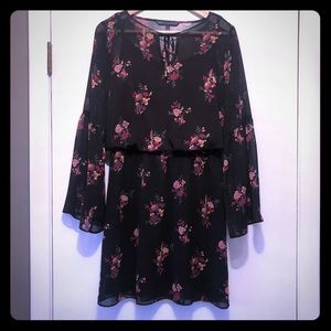 EUC White House Black Market Black floral dress
